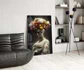 Abandoned Statue glass print enhancing a study with cinematic warmth