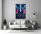 Thunder Fighter glass wall art styled above a console in a man cave