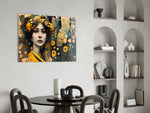 The Stance glass print enhancing a hallway with cinematic warmth