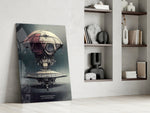 The Arrival artwork anchoring a wall with cool narrative palette