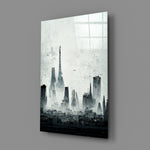 Old City Silhouette close-up showing painterly Eiffel Tower amid layered Paris fog
