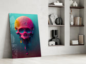 Melt of the Skull artwork anchoring a wall with bold vibrant palette
