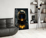 Back to the Space glass print enhancing a gaming room with cinematic mood