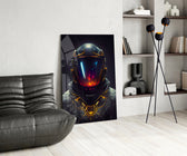 Back to the Space glass print enhancing a gaming room with cinematic mood
