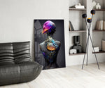 Mutation glass print enhancing a salon with cinematic mood