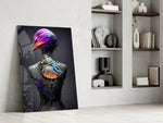 Mutation artwork anchoring a wall with bold moody palette