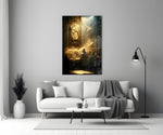 Time Flow close-up showing clockmaker amid gold gear storm beside antique long-case clock