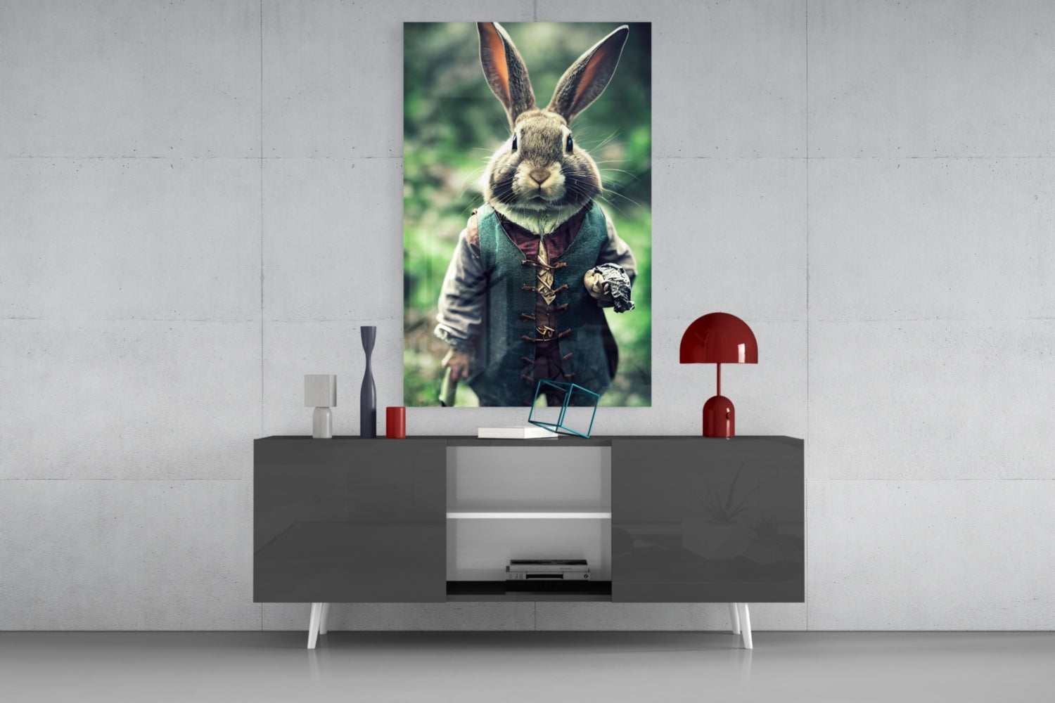 The Rabbit Glass Wall Art || Designer Collection.