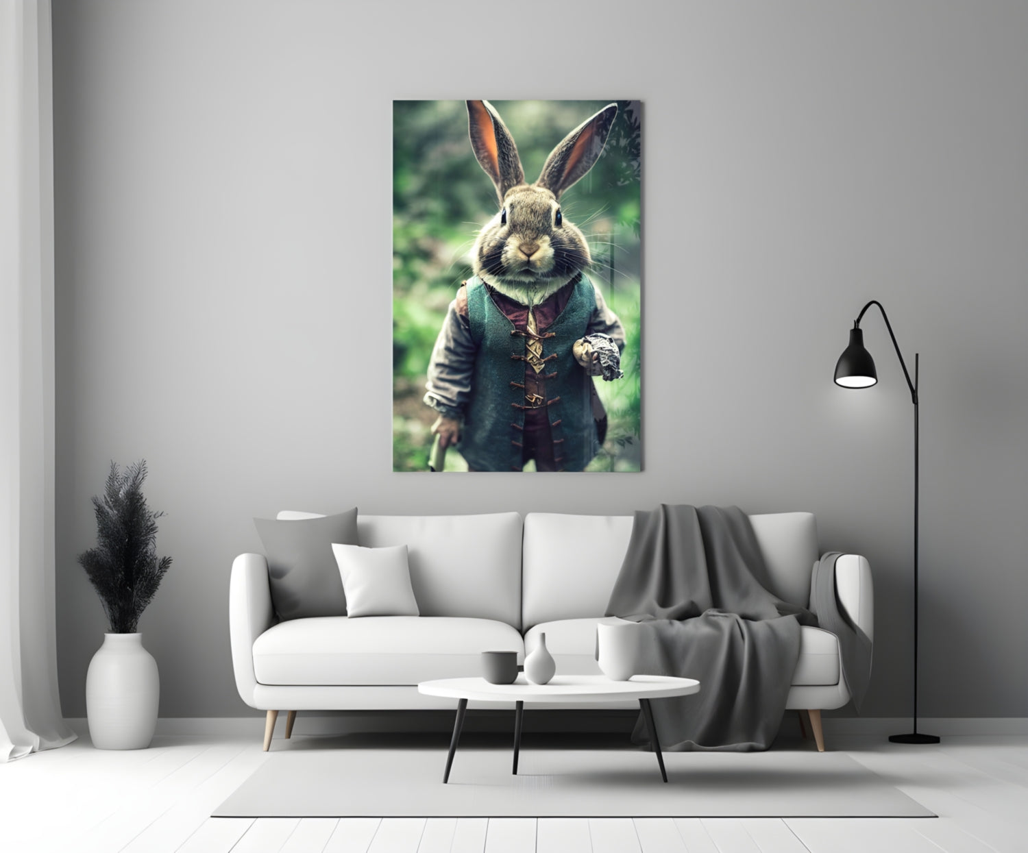 The Rabbit Glass Wall Art || Designer Collection.