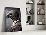 The Bird glass print enhancing an office with cinematic warmth