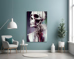 We, In Fact glass wall art styled above a console in a hallway