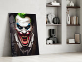 The Smile of Joker glass print enhancing a gaming room with cinematic edge