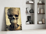 The Immortal Fighter glass print enhancing a library with cinematic mood