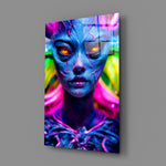 Cyberpunk-fantasy panel bringing electric pulse to a contemporary teen lounge
