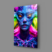 Cyberpunk-fantasy panel bringing electric pulse to a contemporary teen lounge