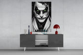 Joker panel catching screen glow to reveal its menacing stillness