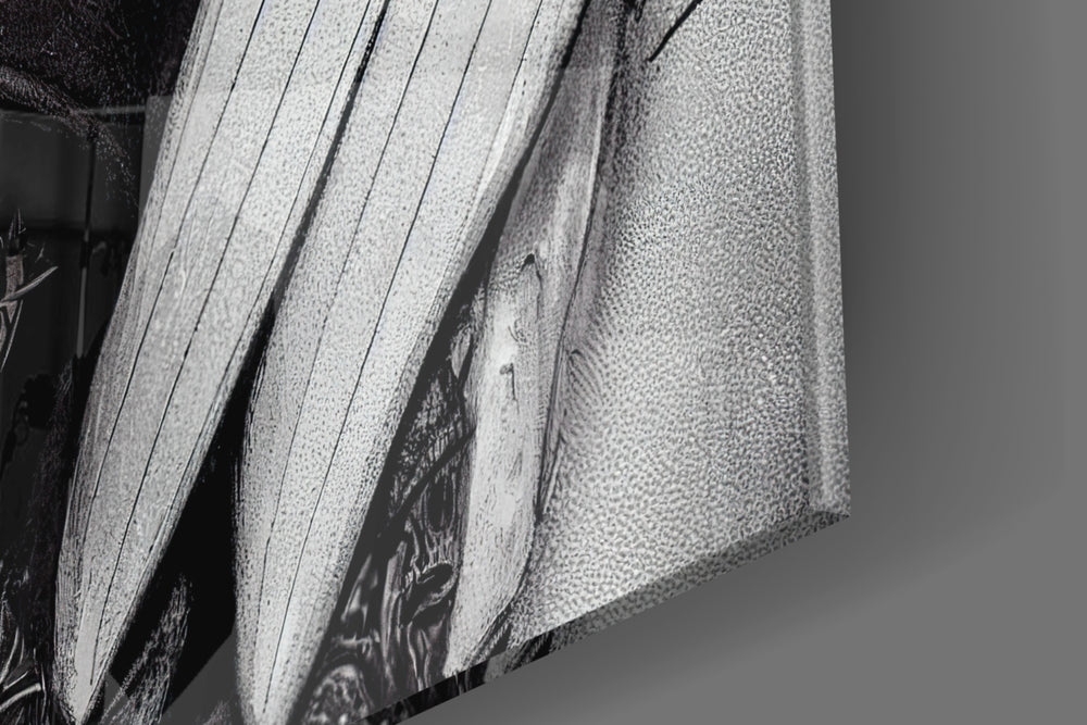 Joker artwork anchoring a wall with bold monochrome palette