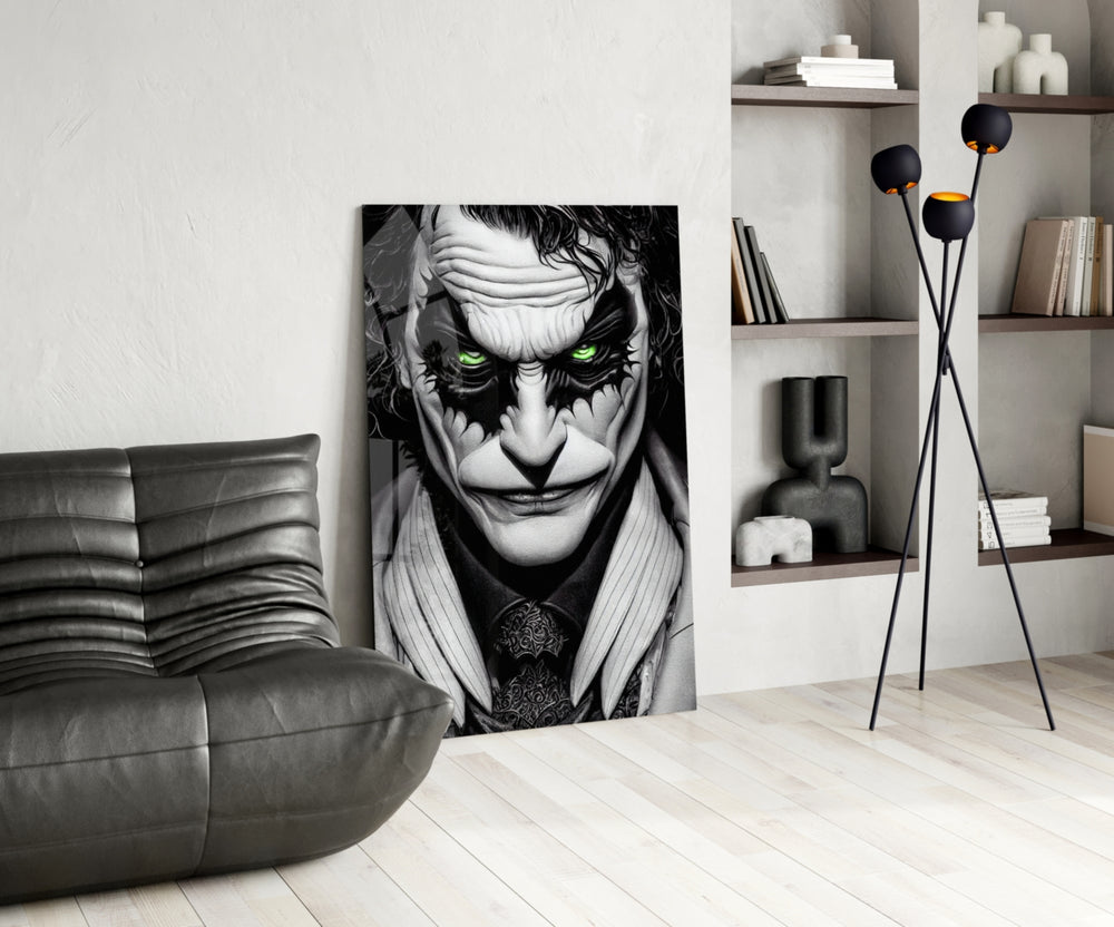 Joker panel adding editorial drama to a gaming room