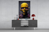 Skull panel catching window light to reveal its mystic gravity