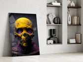 Skull glass print enhancing a gaming room with cinematic mood