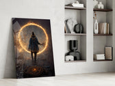 Circle glass print enhancing a gaming room with cinematic mood