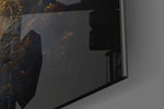 Tranquility artwork anchoring a wall with warm dramatic palette