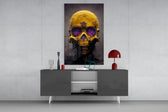 Skull panel catching window light to reveal its mystic gravity