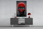 Skull panel catching window light to reveal its mystic gravity