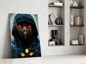 Fiery Eyes glass print enhancing a gaming room with cinematic mood
