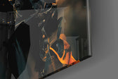 Battle Field artwork anchoring a wall with bold dramatic palette