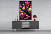 Fire Blooms panel catching window light to reveal its electric serenity