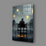 Melancholic-painting panel bringing meditative gravity to a contemporary hallway