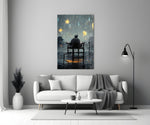 Star Rain close-up showing flat-capped man on chair amid falling stars