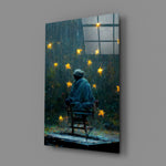 Melancholic-painting panel bringing meditative gravity to a contemporary hallway