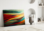 The Flow close-up showing layered teal and ember ribbons in painted strokes