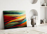 The Flow close-up showing layered teal and ember ribbons in painted strokes