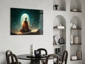 Meditation panel adding editorial grace to an office