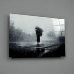 Monochrome-painting panel bringing melancholic gravity to a contemporary living room