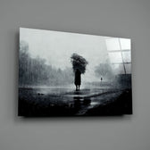 Monochrome-painting panel bringing melancholic gravity to a contemporary living room
