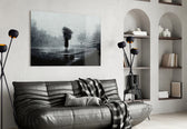 Loneliness glass wall art styled above a desk in a study