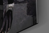 Negotiator artwork anchoring a wall with bold dramatic palette