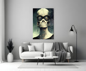 No Talk close-up showing cracked skull with brass goggles and dangling earrings