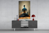 Meditation panel catching window light to reveal its meditative warmth
