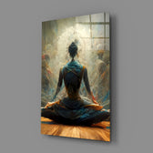 Painterly-mystic panel bringing meditative serenity to a contemporary bathroom
