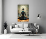 Meditation close-up showing woman in lotus pose amid ivory smoke