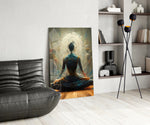 Meditation panel adding editorial grace to a hallway