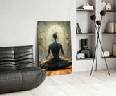 Meditation panel adding editorial grace to a hallway