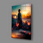 Surreal-fantasy panel bringing meditative warmth to a contemporary living room