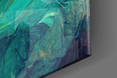 Hidden Swan artwork anchoring a wall with bold vibrant palette
