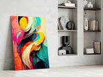 The Hug glass print enhancing an office with cinematic mood